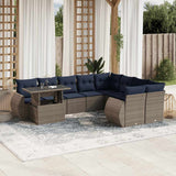 Set Divani da Giardino 10 pz con Cuscini Grigio in Polyrattan