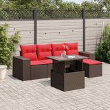 Set Divani da Giardino 6 pz con Cuscini Marrone in Polyrattan