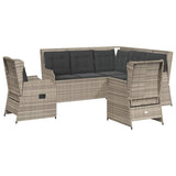 Set Divani da Giardino 5pz con Cuscini Polyrattan Grigio Chiaro