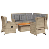 Set Divani da Giardino 6 pz con Cuscini in Polyrattan Beige