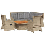 Set Divani da Giardino 6 pz con Cuscini in Polyrattan Beige