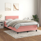 Giroletto a Molle con Materasso Rosa 120x190 cm in Velluto