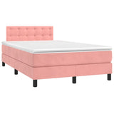 Giroletto a Molle con Materasso Rosa 120x190 cm in Velluto