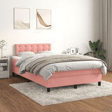 Giroletto a Molle con Materasso Rosa 120x190 cm in Velluto