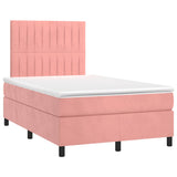 Giroletto a Molle con Materasso Rosa 120x190 cm in Velluto