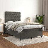 Giroletto a Molle con Materasso Grigio Scuro 120x190 cm Velluto
