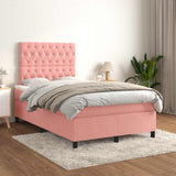 Giroletto a Molle con Materasso Rosa 120x190 cm in Velluto