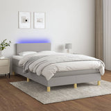 Letto a Molle Materasso e LED Grigio Chiaro 120x190 cm Tessuto