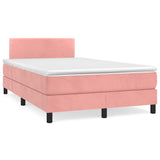 Letto a Molle con Materasso e LED Rosa 120x190 cm in Velluto