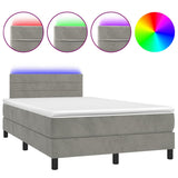 Letto a Molle con Materasso e LED Grigio Chiaro 120x190 cm Velluto