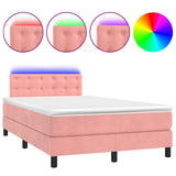 Letto a Molle con Materasso e LED Rosa 120x190 cm in Velluto
