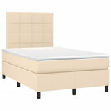 Letto a Molle con Materasso e LED Crema 120x190 cm in Tessuto
