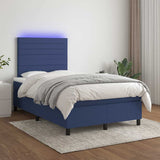 Letto a Molle con Materasso e LED Blu 120x190 cm in Tessuto