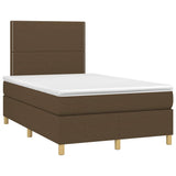 Letto a Molle Materasso e LED MarroneScuro 120x190cm in Tessuto