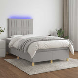 Letto a Molle Materasso e LED Grigio Chiaro 120x190 cm Tessuto