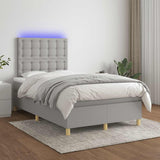 Letto a Molle Materasso e LED Grigio Chiaro 120x190 cm Tessuto