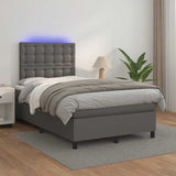 Giroletto Molle con Materasso e LED Grigio 120x190cm Similpelle