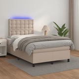 Giroletto Molle Materasso e LED Cappuccino 120x190cm Similpelle