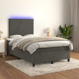 Letto a Molle Materasso e LED Grigio Scuro 120x190cm in Velluto