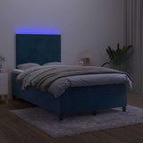 Letto a Molle Materasso e LED Blu Scuro 120x190 cm in Velluto
