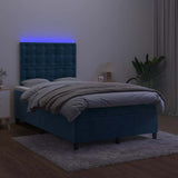 Letto a Molle Materasso e LED Blu Scuro 120x190 cm in Velluto