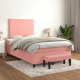 Giroletto a Molle con Materasso Rosa 120x190 cm in Velluto