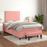 Giroletto a Molle con Materasso Rosa 120x190 cm in Velluto