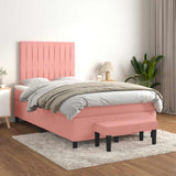 Giroletto a Molle con Materasso Rosa 120x190 cm in Velluto