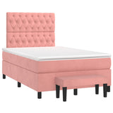 Giroletto a Molle con Materasso Rosa 120x190 cm in Velluto