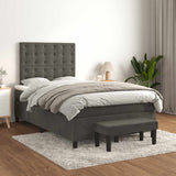 Giroletto a Molle con Materasso Grigio Scuro 120x190 cm Velluto