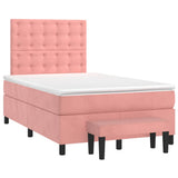 Giroletto a Molle con Materasso Rosa 120x190 cm in Velluto