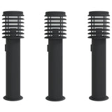 Lampade da Terra per Esterni con Presa 3 pz Nere 60 cm Acciaio