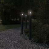 Lampade da Terra per Esterni con Presa 3 pz Nere 110 cm Acciaio