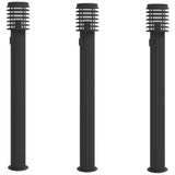 Lampade Terra per Esterni con Presa 3pz Nere 110cm Acciaio Inox