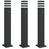 Lampade Terra per Esterni con Sensori 3pz Nere 80cm Alluminio