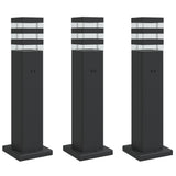 Lampade da Terra per Esterni con Presa 3pz Nere 50 cm Alluminio