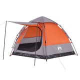 Tenda Campeggio Cabina 4 Pers. Grigio Arancione Rilascio Rapido