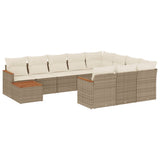 Set Divani da Giardino 11 pz con Cuscini Beige in Polyrattan