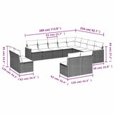Set Divani da Giardino 12 pz con Cuscini Nero in Polyrattan