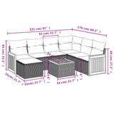 Set Divano da Giardino 8 pz con Cuscini Beige in Polyrattan