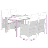 Set da Pranzo da Giardino 5 pz con Cuscini in Polyrattan Grigio