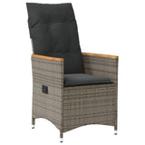 Set da Pranzo da Giardino 7 pz con Cuscini in Polyrattan Grigio