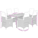 Set da Pranzo da Giardino 7 pz con Cuscini in Polyrattan Grigio