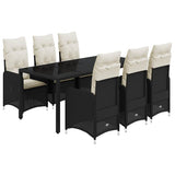 Set da Bistrò da Giardino 7 pz con Cuscini Nero in Polyrattan