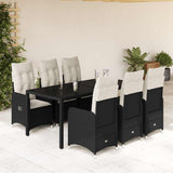 Set da Bistrò da Giardino 7 pz con Cuscini Nero in Polyrattan