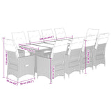 Set Bistrò da Giardino 11 pz con Cuscini in Polyrattan Grigio