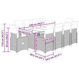 Set da Bistrò da Giardino 11 pz con Cuscini Nero in Polyrattan