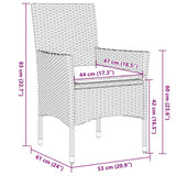 Set da Pranzo da Giardino 3pz con Cuscini Polyrattan e Vetro