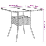 Set da Pranzo da Giardino 5pz con Cuscini Polyrattan e Vetro