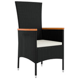 Set da Pranzo da Giardino 11 pz con Cuscini in Polyrattan Nero